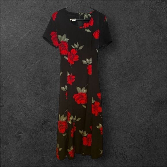 Vintage 90's Top Choice made in USA long floral maxi dress sz L whimsigoth witch - Picture 2 of 4